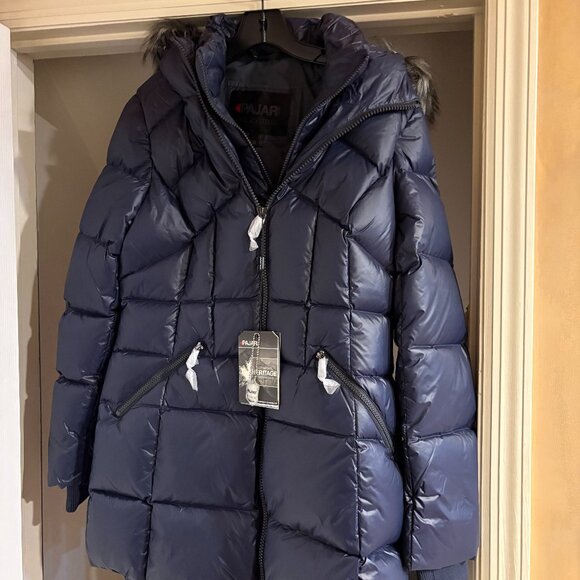 BRAND NEW WITH TAGS Pajar Womens Ares Faux Fur Trim Graphite Large Puffer Jacket - Picture 2 of 9